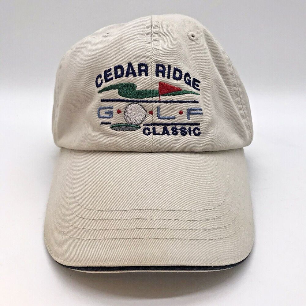 Cedar Ridge Golf Classic Ball Cap Adams Tan Embroidered Logo Strapback Twill Hat